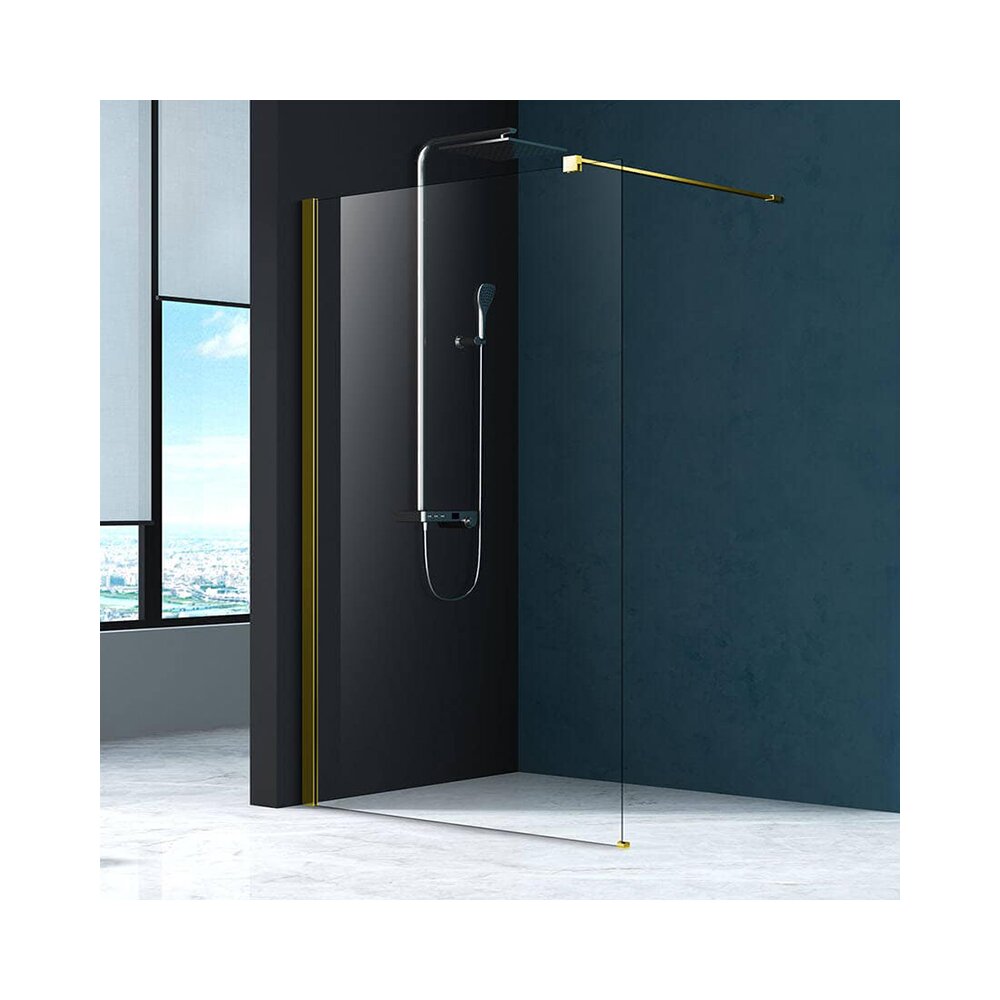 Paravan de dus tip Walk-in Fluminia Foxy auriu periat 120x200 cm Easy Clean