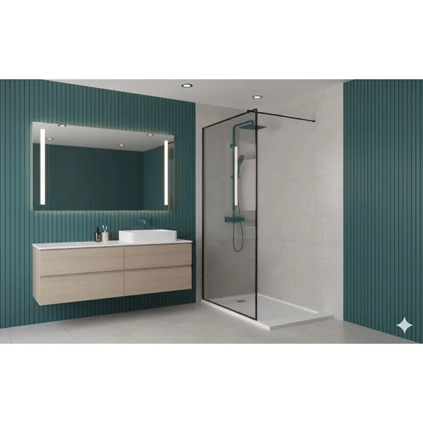 Paravan de dus tip Walk-in negru mat Rune Borr 100x200 cm picture - 3