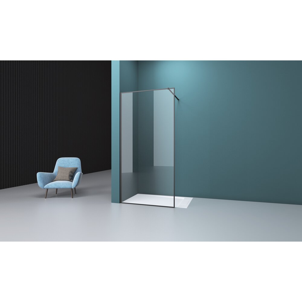 Paravan de dus tip Walk-in negru mat Rune Borr 90x200 cm