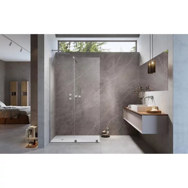 Paravan de dus tip Walk-in Radaway Furo nichel periat-transparent 80 cm sticla securizata 8 mm stanga picture - 2