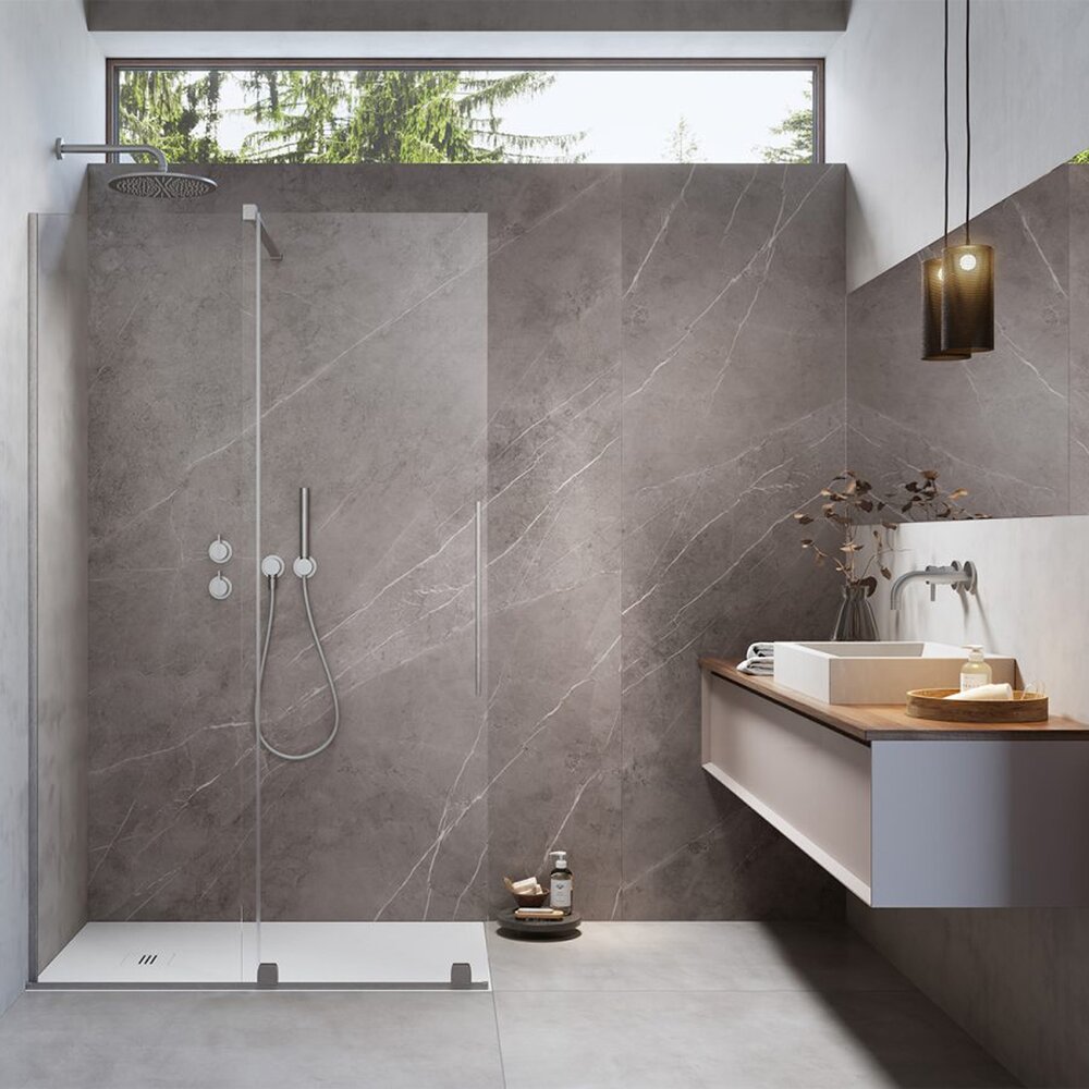 Paravan de dus tip Walk-in Radaway Furo nichel periat-transparent 90 cm sticla securizata 8 mm stanga