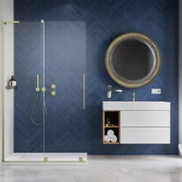 Paravan de dus tip Walk-in Radaway Furo SL auriu periat-transparent 100 cm sticla securizata 8 mm stanga