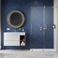 Paravan de dus tip Walk-in Radaway Furo SL auriu periat-transparent 90 cm sticla securizata 8 mm dreapta