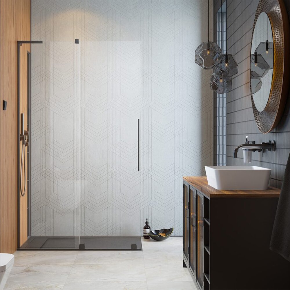 Paravan de dus tip Walk-in Radaway Furo SL GunMetal periat-transparent 100 cm sticla securizata 8 mm stanga