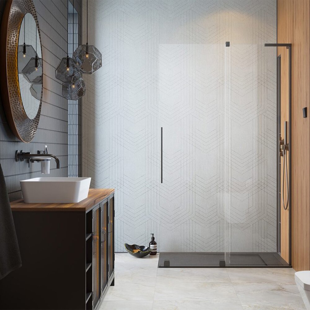 Paravan de dus tip Walk-in Radaway Furo SL GunMetal periat-transparent 90 cm sticla securizata 8 mm dreapta