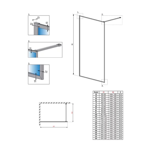 Paravan de dus tip Walk-in Radaway Modo F II GunMetal periat-transparent 115 cm sticla securizata 8 mm picture - 6