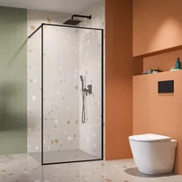Paravan de dus tip Walk-in Radaway Modo F II negru mat-transparent 140 cm sticla securizata 8 mm