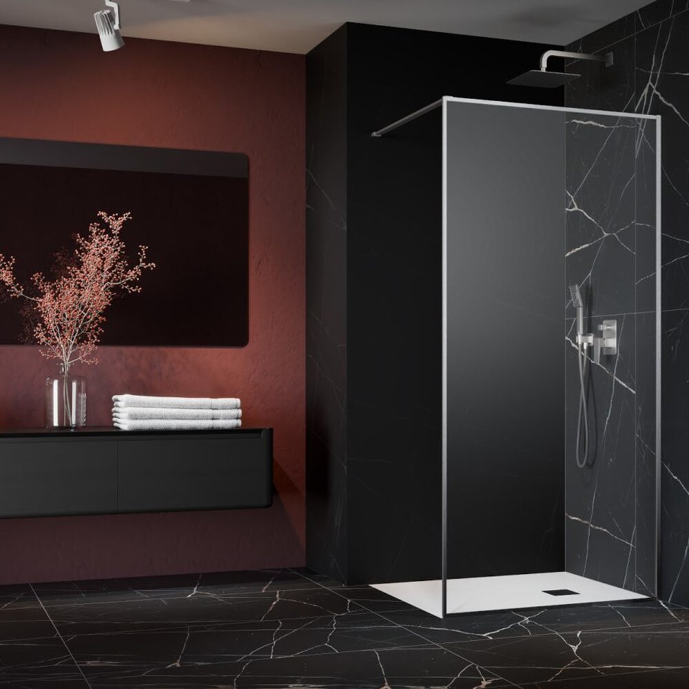 Paravan de dus tip Walk-in Radaway Modo F II nichel periat-transparent 95 cm sticla securizata 8 mm