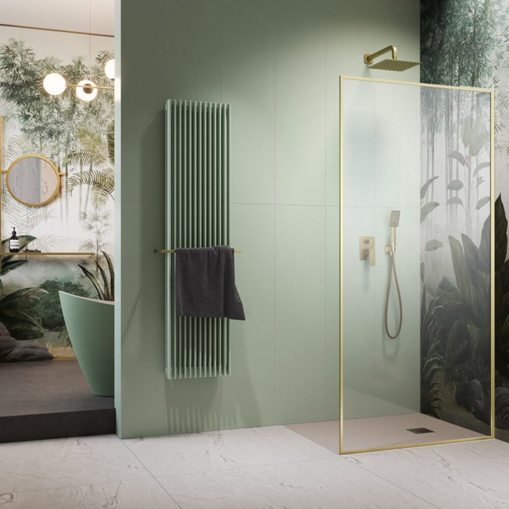 Paravan de dus tip Walk-in Radaway Modo F SL II auriu periat-transparent 120 cm sticla securizata 8 mm dreapta