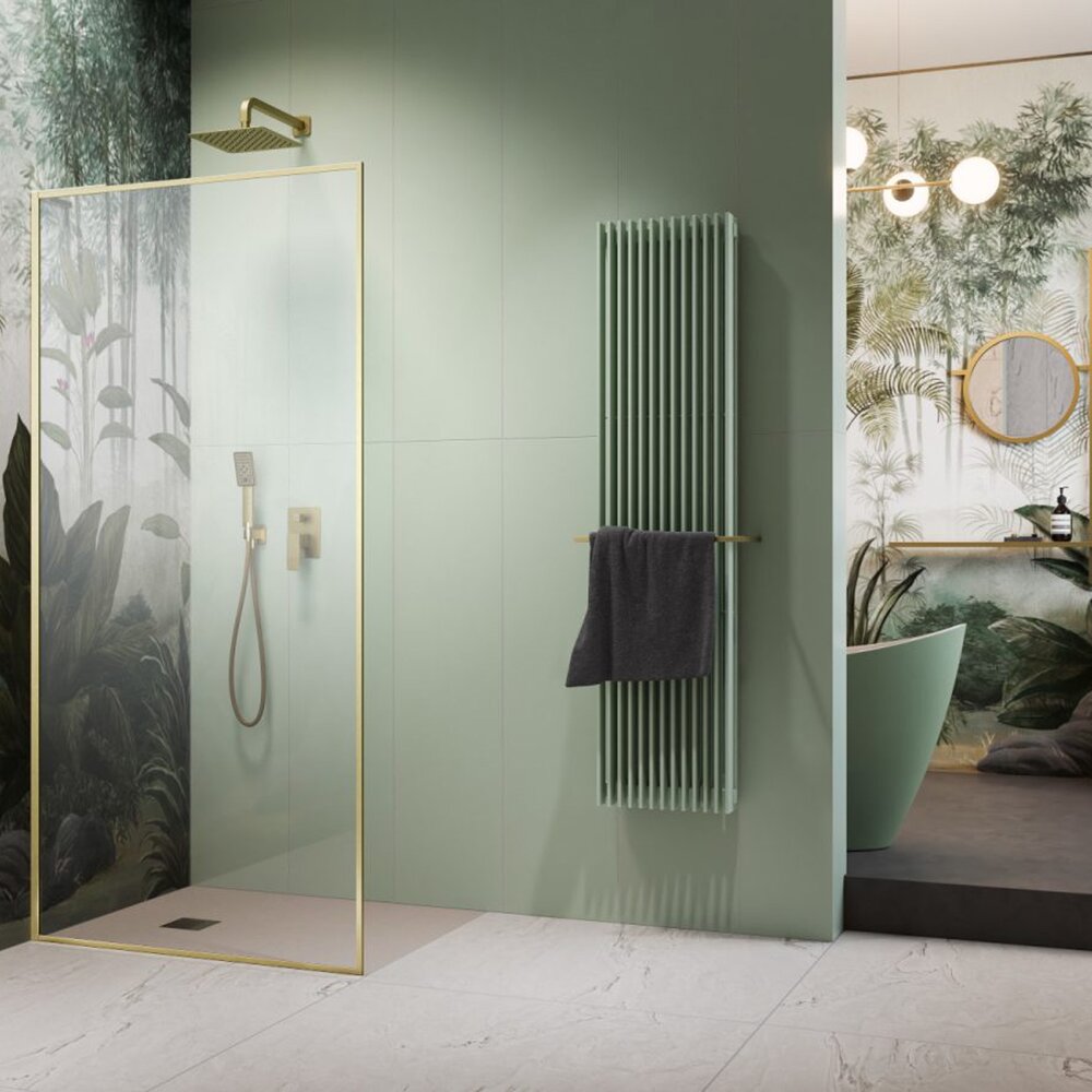 Paravan de dus tip Walk-in Radaway Modo F SL II auriu periat-transparent 80 cm sticla securizata 8 mm stanga