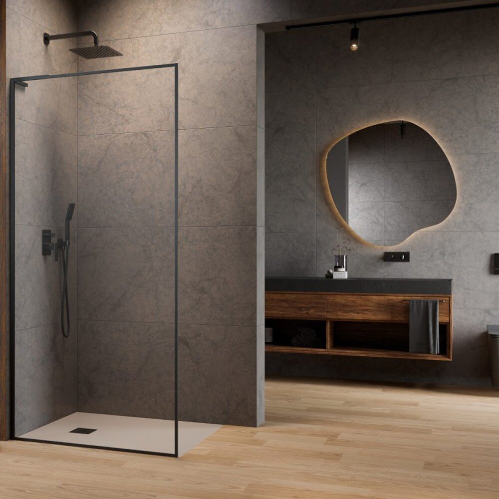 Paravan de dus tip Walk-in Radaway Modo F SL II GunMetal periat-transparent 75 cm sticla securizata 8 mm stanga