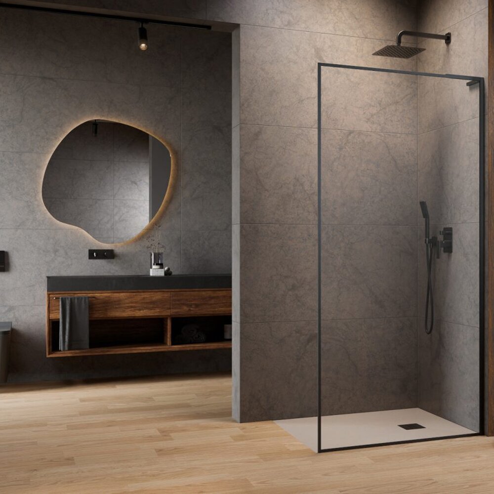 Paravan de dus tip Walk-in Radaway Modo F SL II GunMetal periat-transparent 95 cm sticla securizata 8 mm dreapta