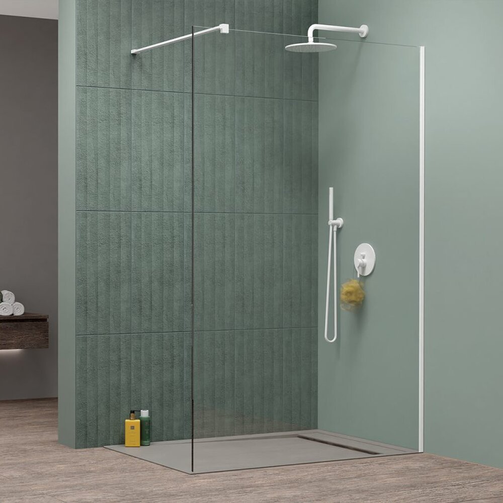 Paravan de dus tip Walk-in Radaway Modo New II alb mat-transparent 95 cm sticla securizata 8 mm