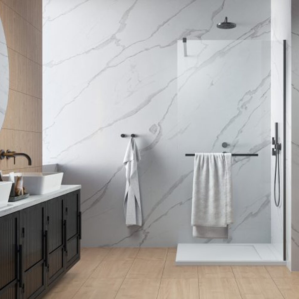 Paravan de dus tip Walk-in Radaway Modo New II cu portprosop GunMetal periat-transparent 85 cm sticla securizata 8 mm