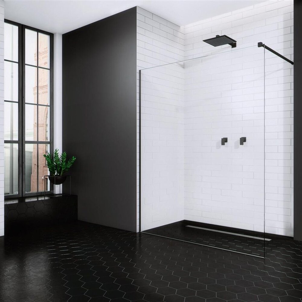 Paravan de dus tip Walk-in Radaway Modo New II negru-transparent 100 cm sticla securizata 8 mm