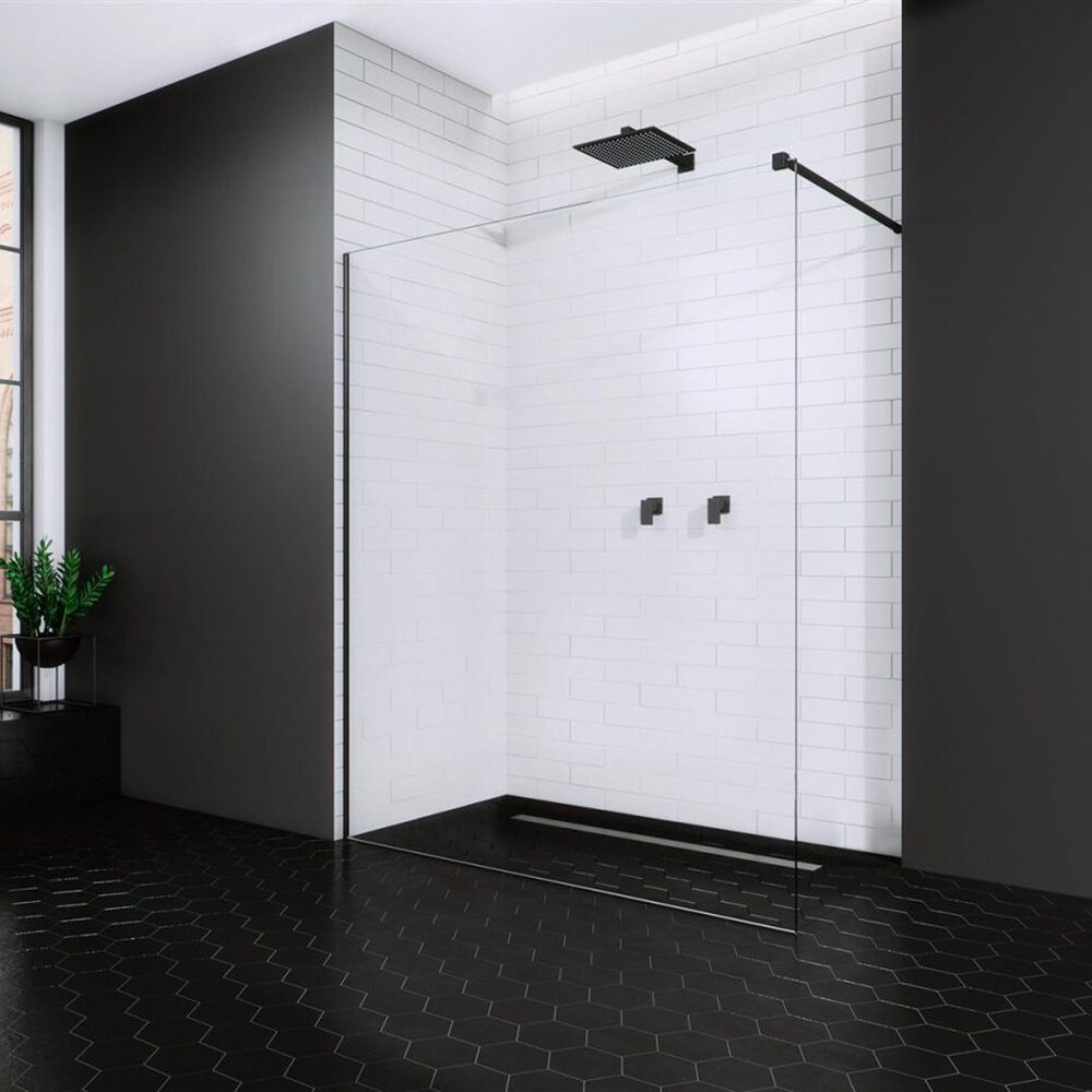 Paravan de dus tip Walk-in Radaway Modo New II negru-transparent 135 cm sticla securizata 8 mm