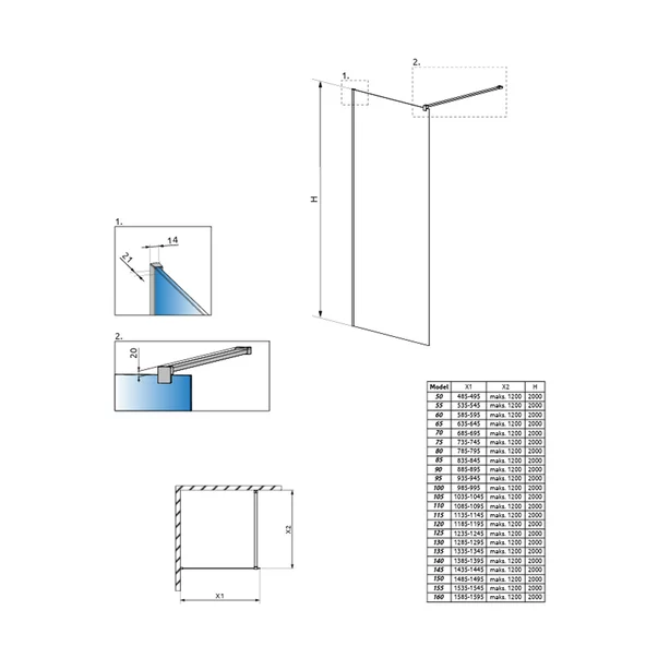 Paravan de dus tip Walk-in Radaway Modo New II nichel periat-transparent 110 cm sticla securizata 8 mm picture - 5