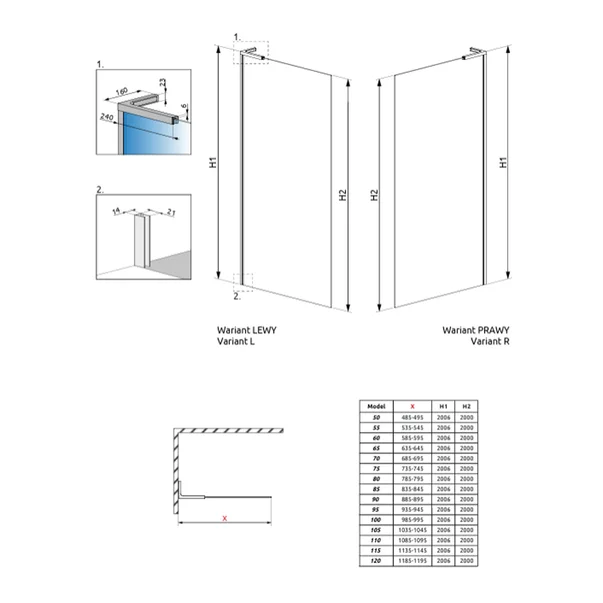 Paravan de dus tip Walk-in Radaway Modo SL II crom lucios-transparent 90 cm sticla securizata 8 mm stanga picture - 6