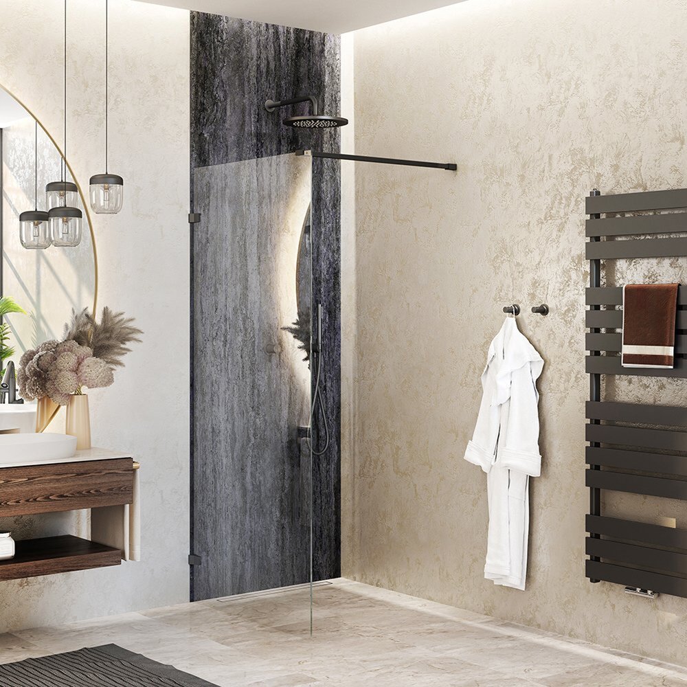 Paravan de dus tip Walk-in Roth Melina 90x200 cm profil negru