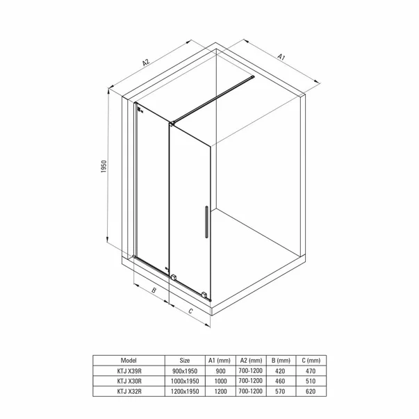 Paravan de dus Walk-in Deante Prizma auriu 90x195 cm picture - 5