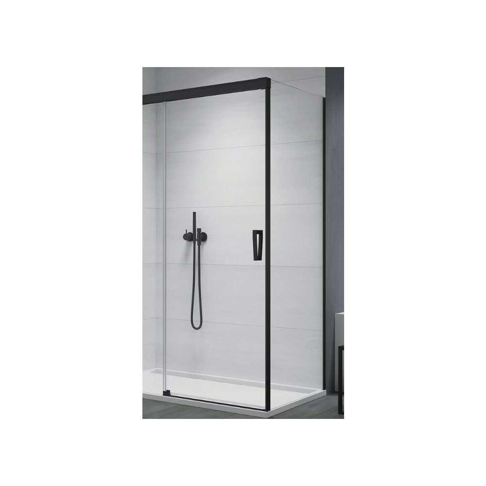 Perete dus lateral negru mat SanSwiss Cadura 80 cm
