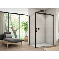 Perete dus lateral negru mat SanSwiss Cadura 90 cm