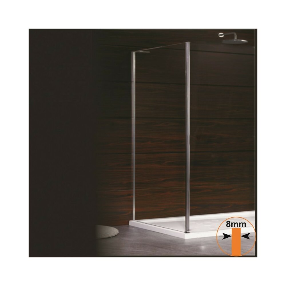 Perete lateral fix Inter Ceramic 90 cm sticla transparenta 8 mm crom lucios