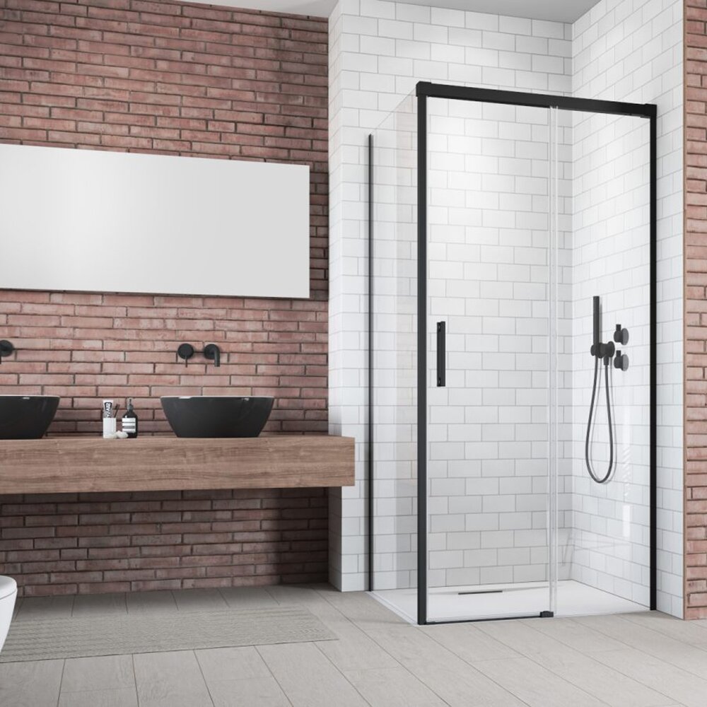 Perete lateral stanga Radaway Idea KDJ 110 cm negru-transparent sticla 6 mm
