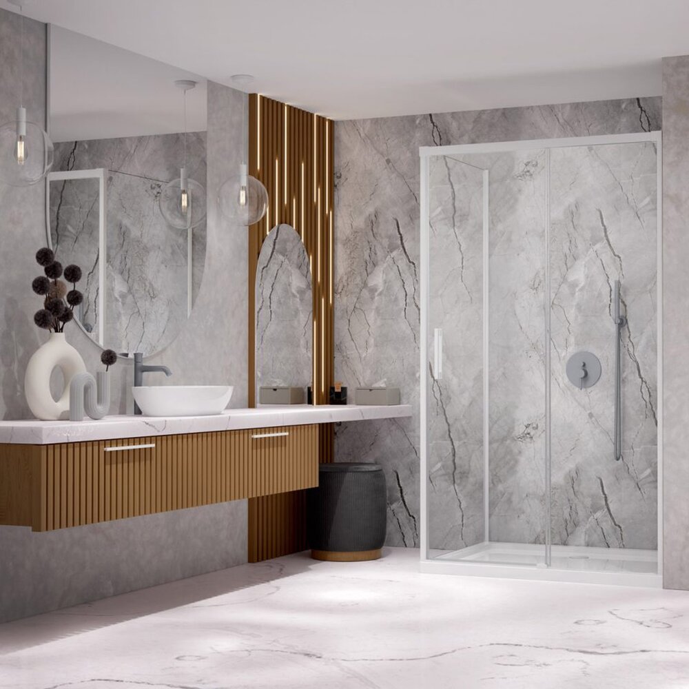 Perete lateral stanga Radaway Idea KDJ 70 cm alb-transparent sticla 6 mm