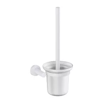 Perie WC cu suport Omnires Modern Project alb cu sticla mata