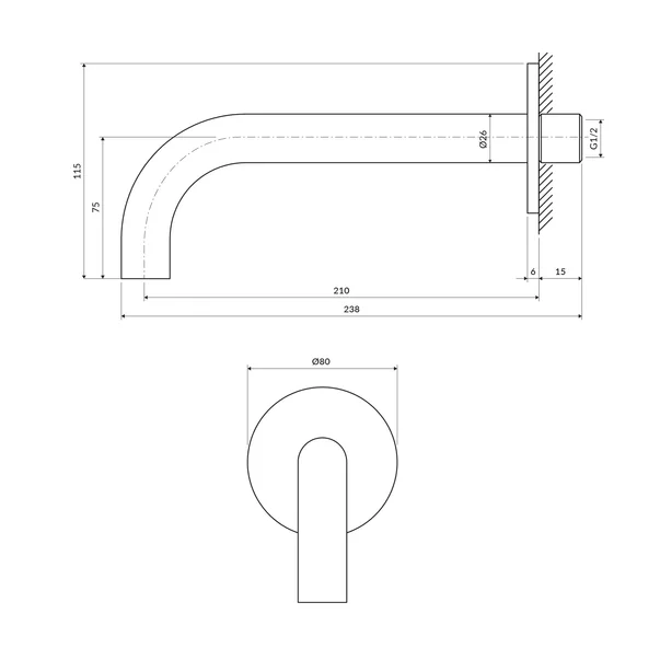 Pipa cada Omnires Y finisaj alb mat 21 cm picture - 2