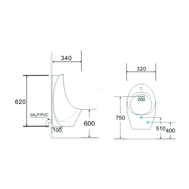 Pisoar cu alimentare ascunsa Inter Ceramic si actionare electronica gri mat picture - 3