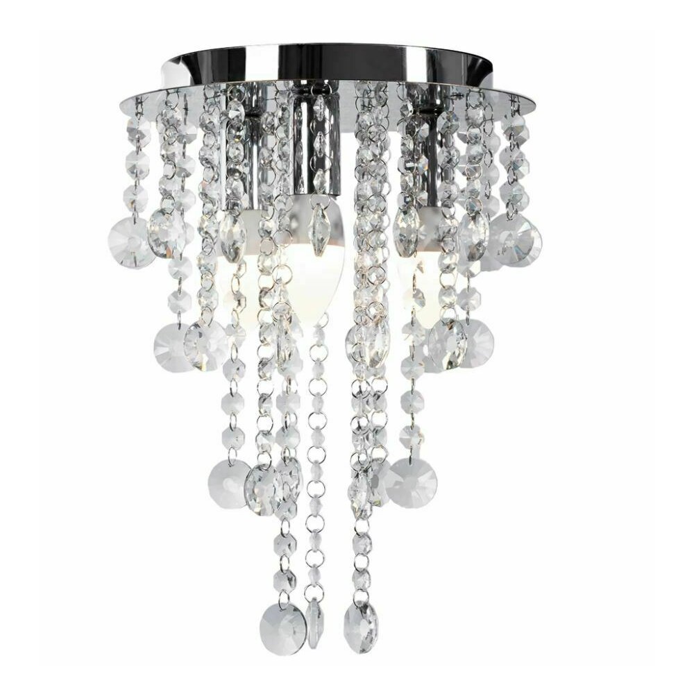 Plafoniera 3 surse de lumina argintiu cristale decorative Rea Glamour 392201 neakaisa.ro imagine noua 2022