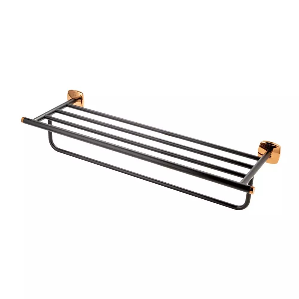 Bara portprosop cu raft FDesign Merida 58 cm negru - rose gold