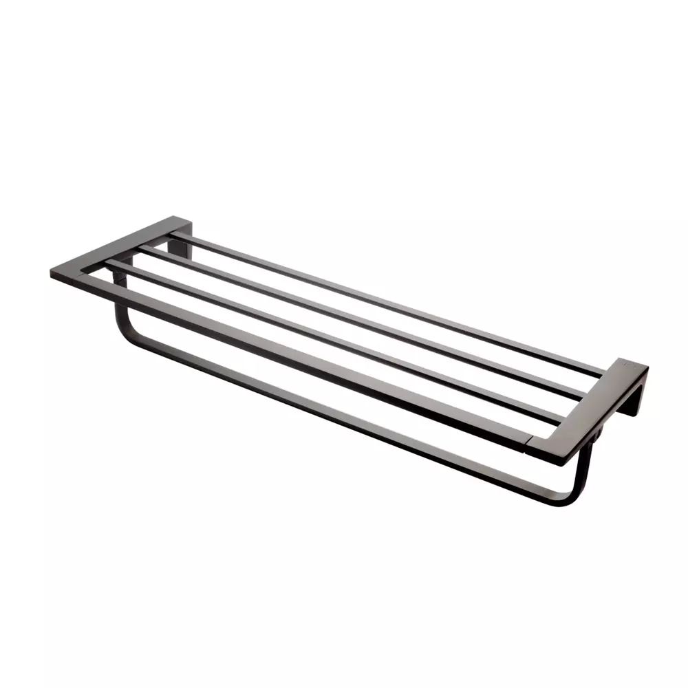 Bara portprosop cu raft FDesign Piazza 60 cm negru mat