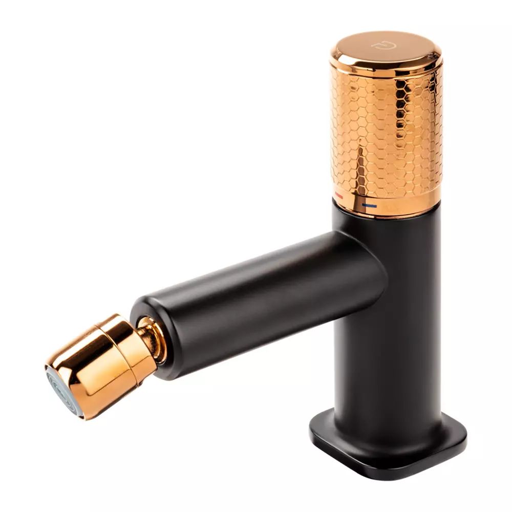 Baterie bideu FDesign Ardesia monocomanda negru - rose gold