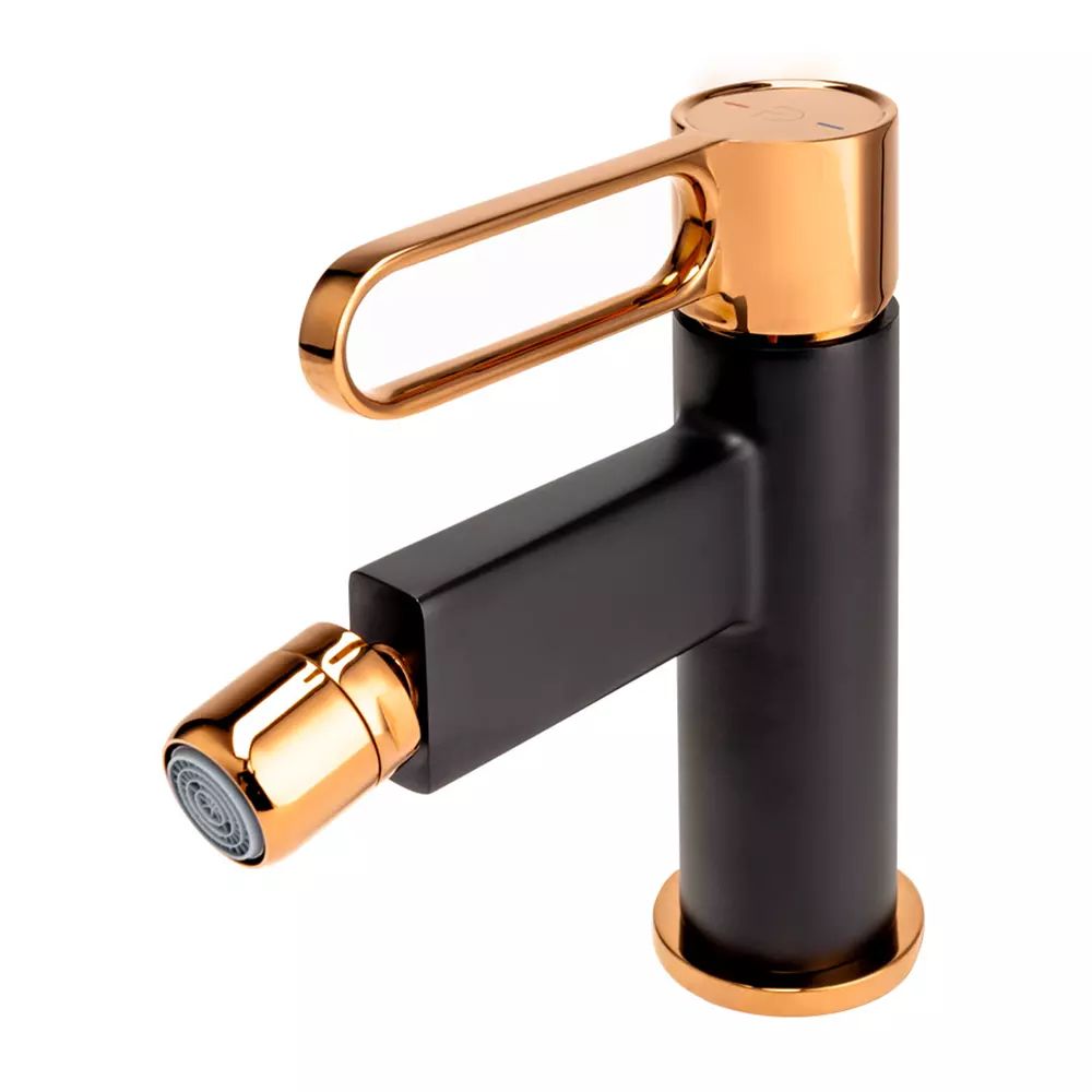 Baterie bideu FDesign Zaffiro monocomanda negru - rose gold