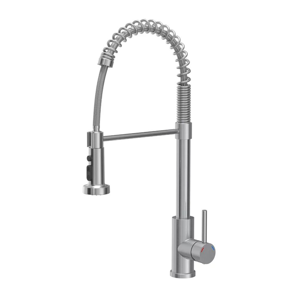 Baterie bucatarie cu dus extractibil Quadron Pop Alice finisaj inox periat