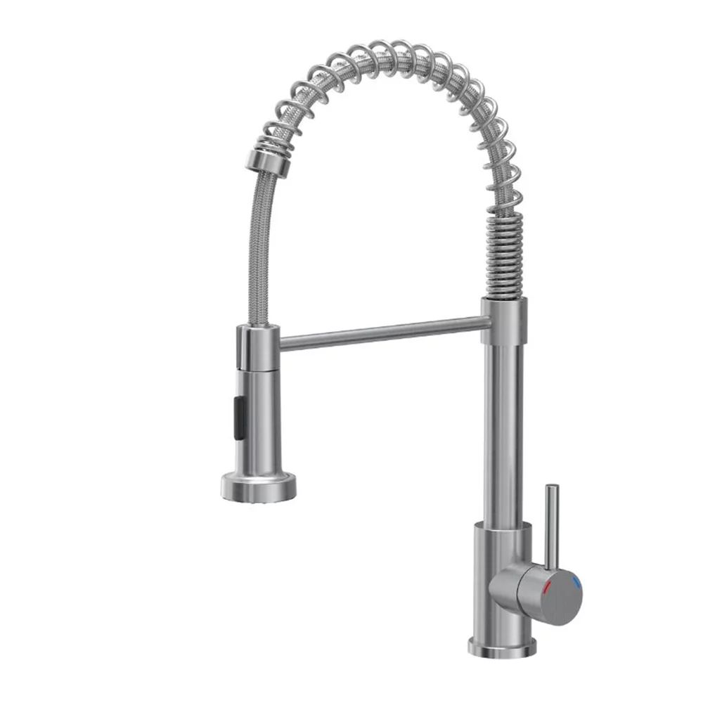 Baterie bucatarie cu dus extractibil Quadron Pop Salma finisaj inox periat