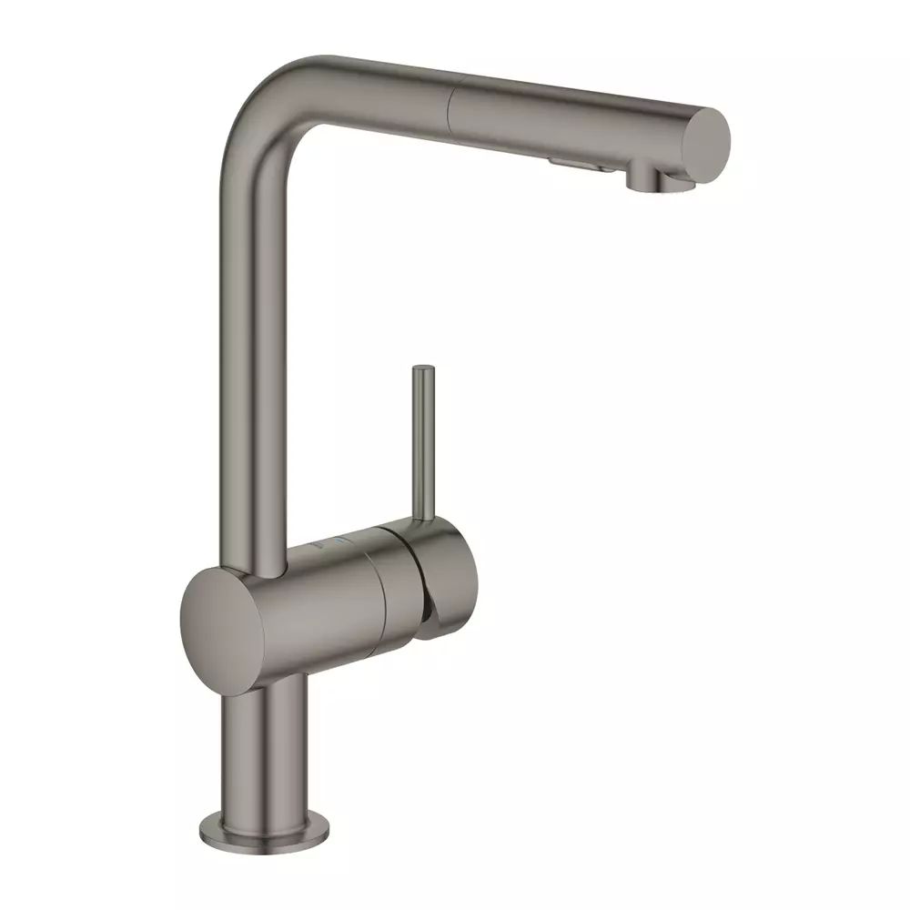 Baterie bucatarie cu dus extractabil Grohe Minta 2 tipuri de jet antracit periat Hard Graphite