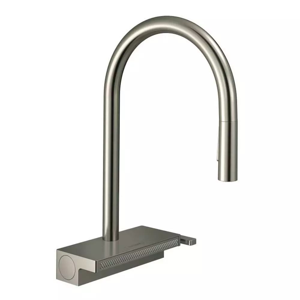 Baterie bucatarie cu dus extractibil Hansgrohe Aquno Select M81 sBox 3 functii inox periat