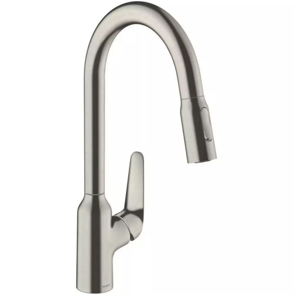 Baterie bucatarie cu dus extractibil crom periat Hansgrohe Focus M42 220 cu 2 jeturi