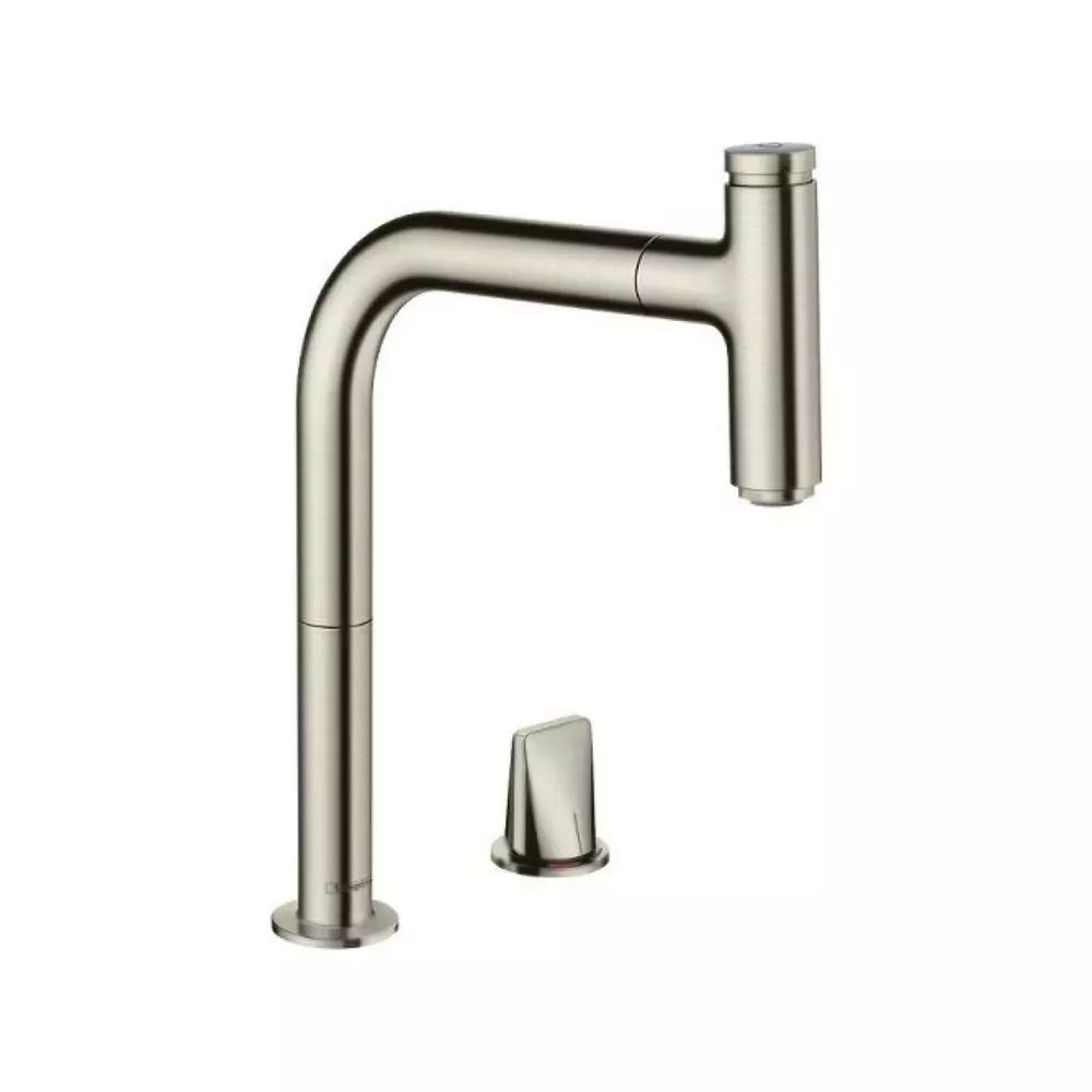 Baterie bucatarie cu dus extractibil crom periat Hansgrohe Metris M71 200 sBox cu 1 jet