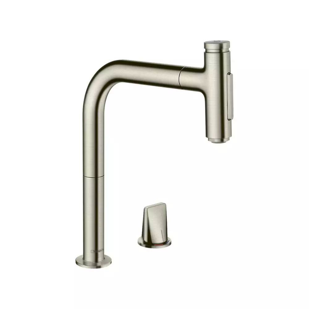 Baterie bucatarie cu dus extractibil crom periat Hansgrohe Metris M71 200 sBox cu 2 jeturi