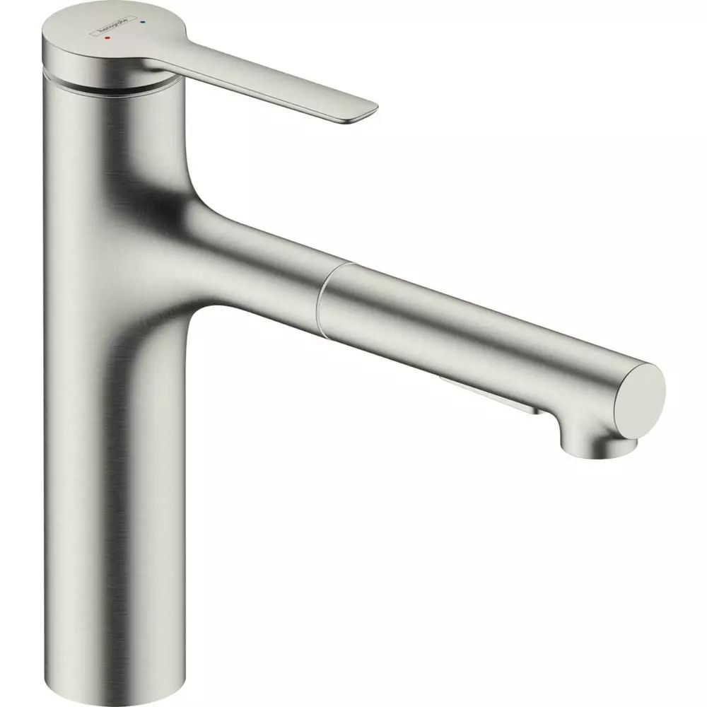 Baterie bucatarie cu dus extractibil Hansgrohe Zesis M33 160 cu pulverizator metalic 2 jeturi finisaj otel inoxidabil