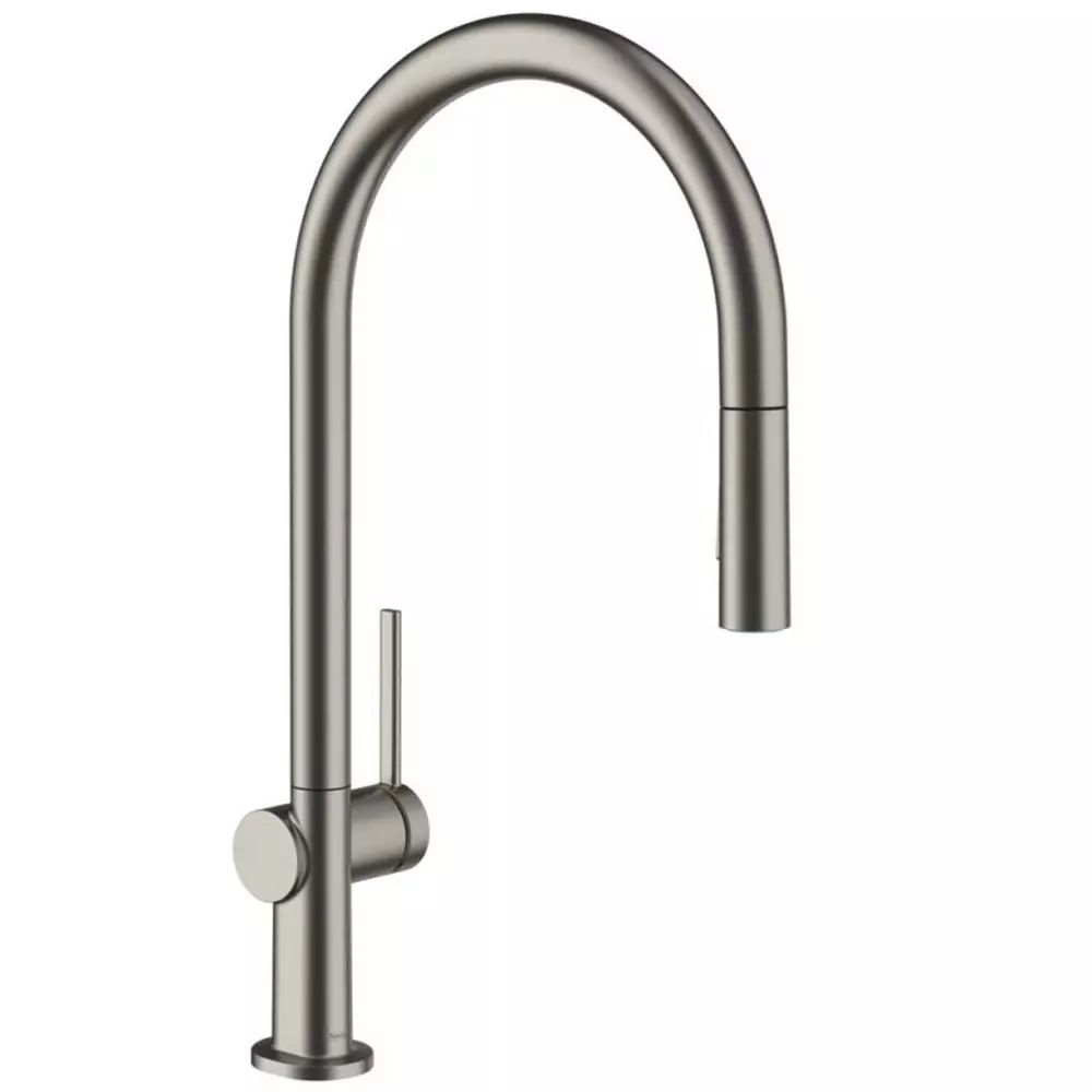Baterie bucatarie cu dus extractibil Hansgrohe Talis M54 210 cu 2 jeturi finisaj negru-crom periat cu sBox