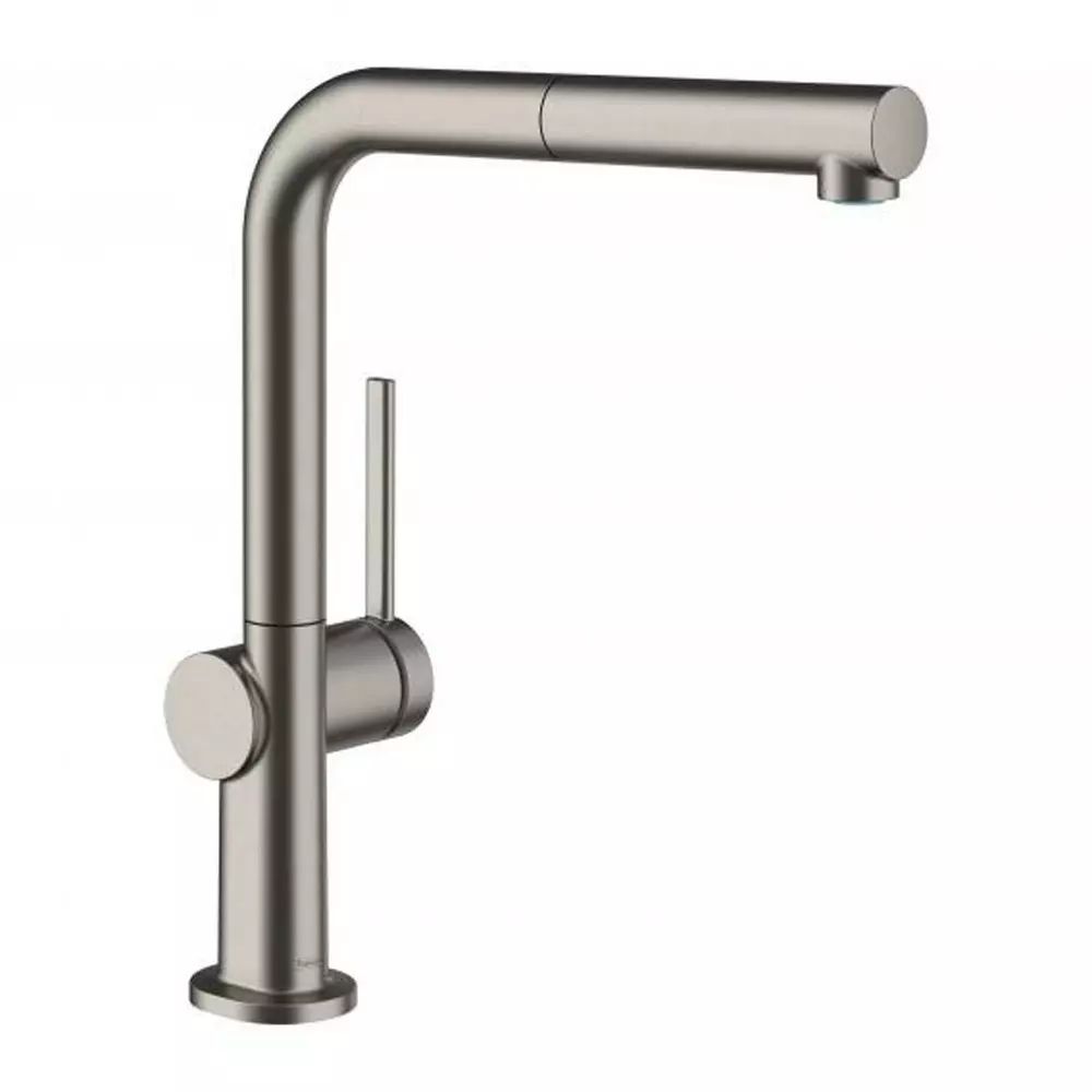 Baterie bucatarie cu dus extractibil Hansgrohe Talis M54 270 cu 1 jet finisaj negru-crom periat cu sBox