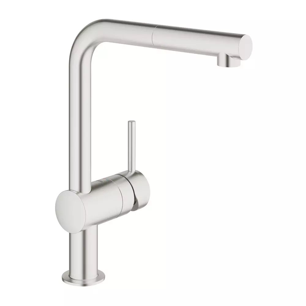 Baterie bucatarie cu dus extractibil Grohe Minta crom periat Supersteel