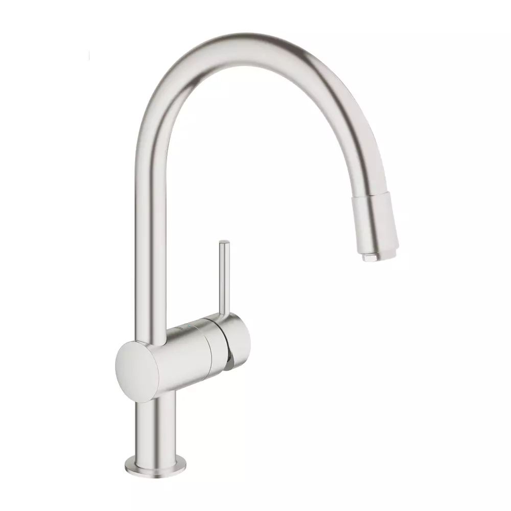 Baterie bucatarie cu dus extractibil Grohe Minta crom periat Supersteel monocomanda