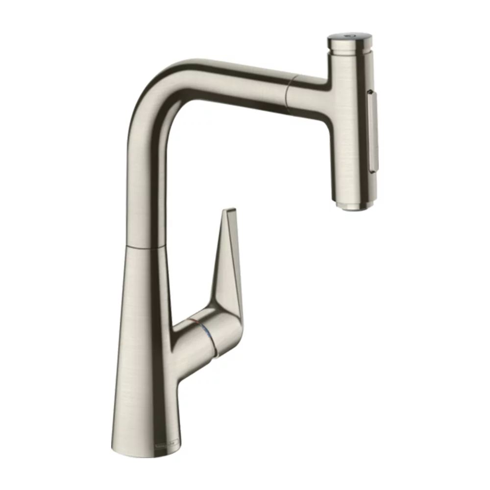 Baterie bucatarie cu dus extractibil Hansgrohe Talis Select M51 sBox cu 2 jeturi crom periat
